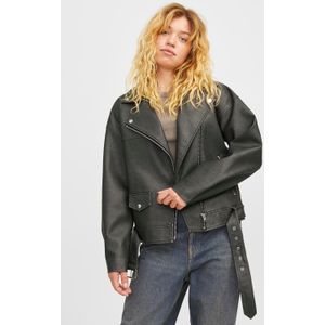 JACK & JONES Jxfrida Washed Pu JKT OTW Bikerjas voor dames, Zwart/Detail: rub Off, S
