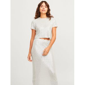 Jack & Jones JXMIA SS Sequin Top WVN, zilver, M