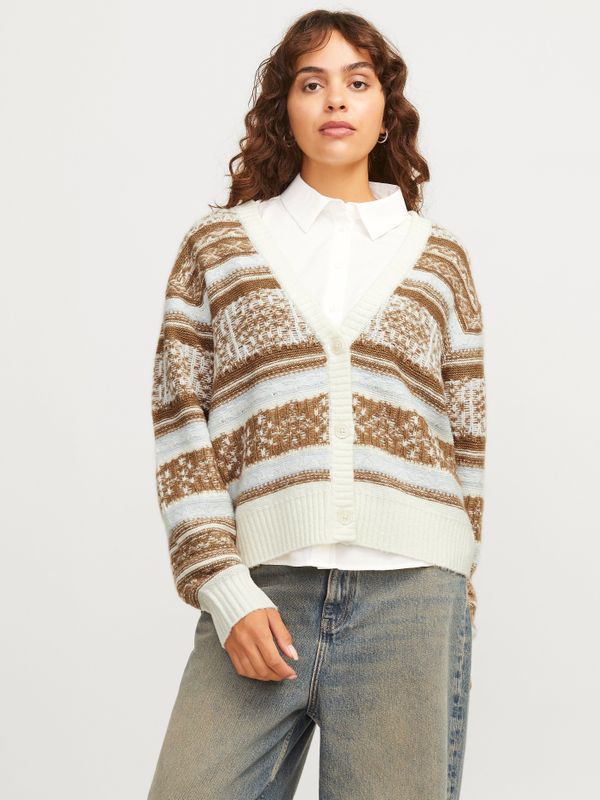 JJXX Gebreid vest 'JXGALILEA'  pastelblauw / bruin / eierschaal