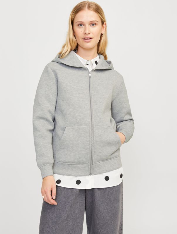 JACK & JONES Jxemma Ls Scuba Hood SWT Sweatjack voor dames, lichtgrijs gem., M