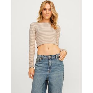 Jack & Jones Jxfeline STR Ls Stripe Rib Tee JRS Noos, Fog/Stripes: verengrijs, M