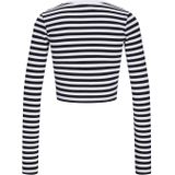 Jack & Jones - Feline STR - Gestreept Dames-T-shirt - Lange Mouwen - Cropped - Stretch Pasvorm