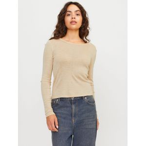 Jack & Jones JXZOE STR LS Wool Tee JRS SN, Oatmeal/Detail: melange, S