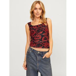 JACK & JONES Dames Jxrosa Saga Sl Rev Mesh Top WVN Tanktop, Fiery Red/Aop: roze, M
