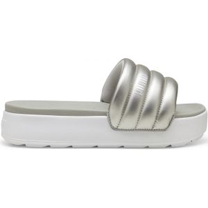 Puma - Karmen Slides Puffy - Zilverkleurige Slippers met Plateauzool