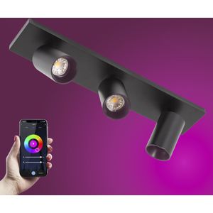 Mila 3 Opbouwspot Zwart met Smart RGB LED