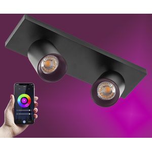 Mila 2 Opbouwspot Zwart met Smart RGB LED