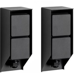 Set van 2 - Tuinstopcontact Double Wall - Zwart - IP44 - Voor Buiten