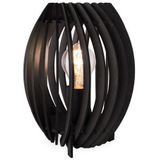 Houten Tafellamp, E27 Fitting, ⌀ 215 x 250 mm, Zwart