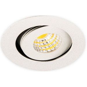 Inbouwspot LED 3W, Rond, Kantelbaar, Aluminium, Dimbaar, Zilver