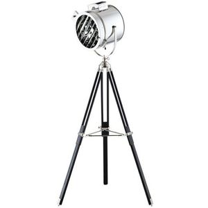 Maritieme Luxe Industrieel Design Tripod Vloerlamp Rooster Chroom Zwart