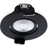 LED Inbouwspot 3W, Zwart, Rond Ø69mm, 24D, Dimbaar, Warm Wit