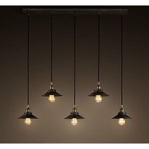 Industrieel Design - Hanglamp - 5 Kappen - Ø 18,5 cm - Zwart