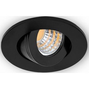 Inbouwspot LED 3W, Rond, Kantelbaar, Aluminium, Dimbaar, Zwart