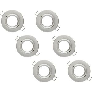 Inbouwspot, Rond, Kantelbaar, Geborsteld Aluminium, 6-Pack