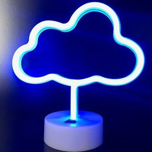 LED Neon Tafellamp "Wolk", Op Batterijen en USB, 22x10x23cm, Blauw