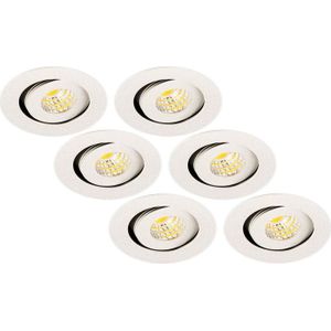 Inbouwspot LED 3W, Rond, Kantelbaar, Aluminium, Dimbaar, Zilver, 6-Pack