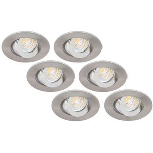 Inbouwspot LED 3W, Rond, Kantelbaar, Aluminium, Dimbaar, 6-Pack