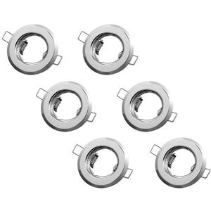 Inbouwspot, Rond, Glanzend Chroom, 6-Pack