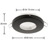 Inbouwspot, Rond, Waterdicht IP54, Ø85 mm, Mat Zwart