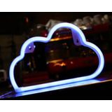 LED Neon Wandlamp "Wolk", Op Batterijen en USB, 30x19x2cm, Blauw