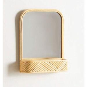 Bamboe Spiegel / Wandrek, Naturel, Handgemaakt, 37x48x13 cm