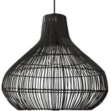 Rotan / Rieten Hanglamp, Handgemaakt, Zwart, ⌀50 cm