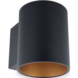 Wandlamp Rond, Vast, G9 Fitting, Mat Zwart / Goud