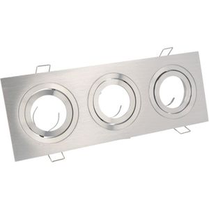 Inbouwspot (Triple), Vierkant, Kantelbaar, Geborsteld Aluminium