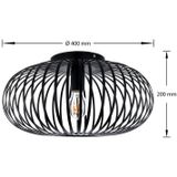Metalen Plafondlamp Zwart, E27 Fitting, ⌀40x20 cm