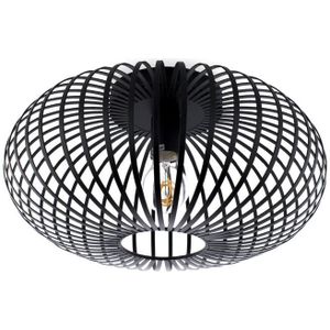 Metalen Plafondlamp Zwart, E27 Fitting, ⌀40x20 cm