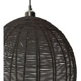 Rotan / Rieten Hanglamp, Handgemaakt, Zwart, Rond, ⌀40 cm