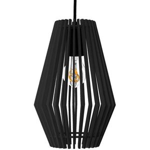 Houten Design Hanglamp, E27 Fitting, ⌀20cm, Zwart