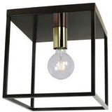 Metalen Plafondlamp Zwart Messing, E27 Fitting, 25x25 cm