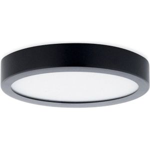 LED Paneel Plafondlamp 12W, Rond ?17cm, Opbouw, Warm Wit, Zwart