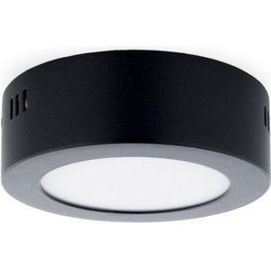 LED Paneel Plafondlamp 6W, Rond ⌀12cm, Opbouw, Warm Wit, Zwart