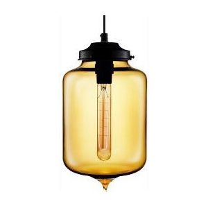 Amber Glazen Design Hanglamp, ⌀18x27cm, Zwart
