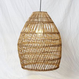 Rotan / Rieten Hanglamp XXL - Handgemaakt - Naturel - ⌀52 x 70 cm