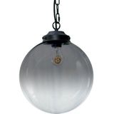 Metz Transparant/Smoke Glazen Design Hanglamp, ⌀30x32cm, Zwart