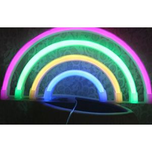 LED Neon Wandlamp "Regenboog", Op Batterijen en USB, 28x15x2cm, RGB