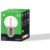 E27 LED Filament Kogellamp G40 1W Extra Warm Wit