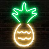 LED Neon Wandlamp "Ananas", Op USB, 44x26x2cm, Groen / Geel