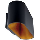 Groenovatie Wandlamp Ovaal - Vast - G9 Fitting - Mat Zwart en Goud