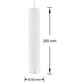 Design Tube Moderne Hanglamp 5W, Warm Wit, Ø 58 x 295 mm, Mat Wit