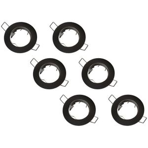 Inbouwspot, Rond, Mat Zwart, 6-Pack