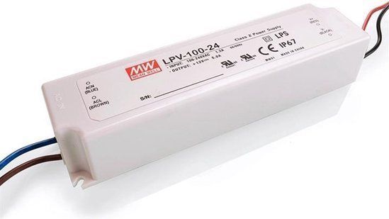 MeanWell LED Transformator 24V, Max. 100 Watt, Waterdicht IP67