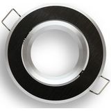 Inbouwspot, Rond, Kantelbaar, Geborsteld Aluminium, Zwart