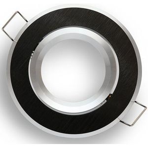 Inbouwspot, Rond, Kantelbaar, Geborsteld Aluminium, Zwart