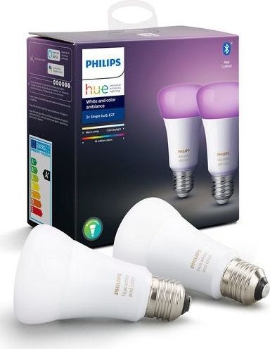 Philips Hue E27 LED Lamp 9W RGBWW, White and Color Ambiance, 2-Pack