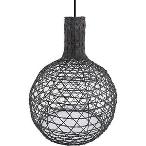 Rotan / Rieten Hanglamp, Handgemaakt, Zwart, ⌀50 cm